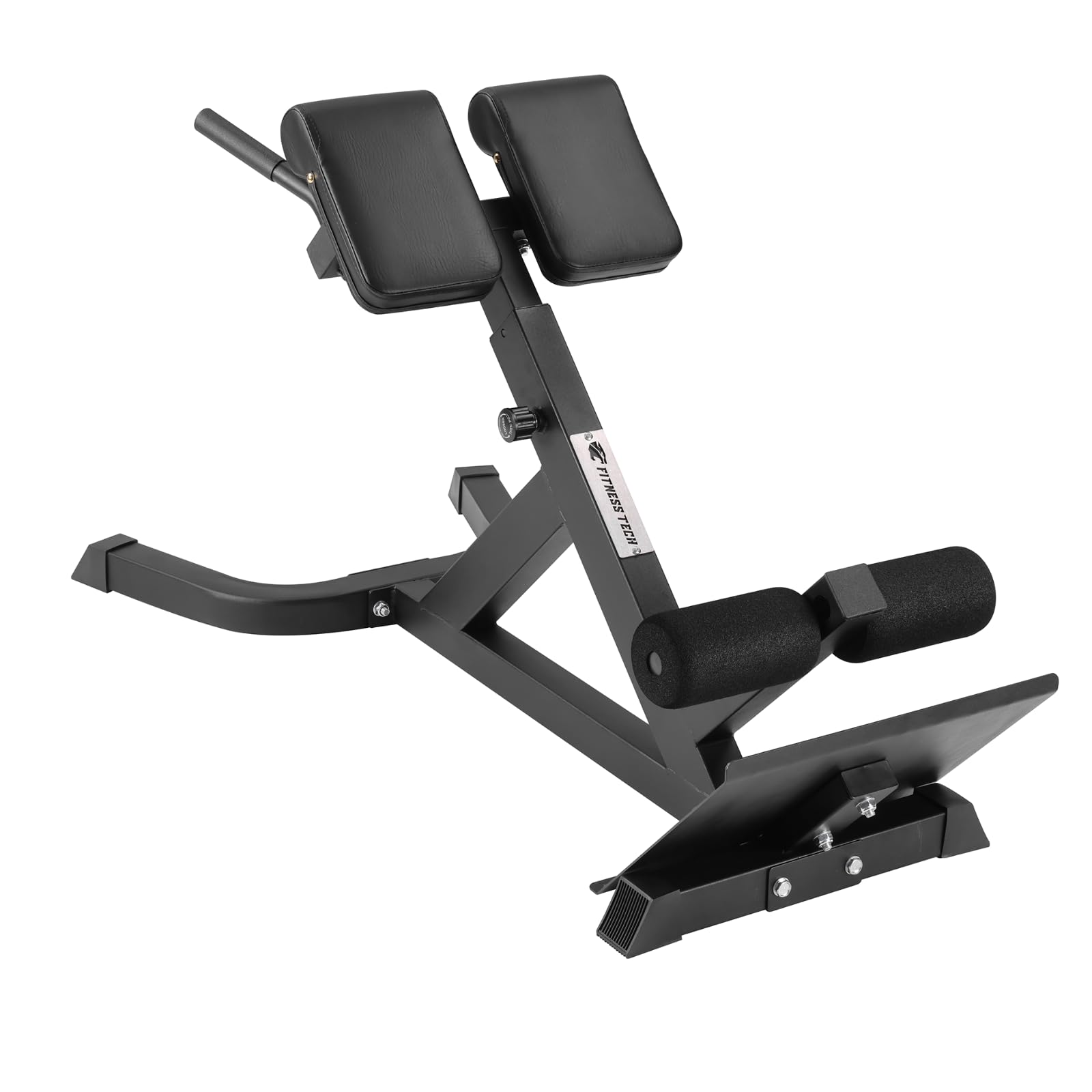 Banco de Extensión Lumbar para Ejercicios, Silla Romana para Espalda Baja Negra Ajustable en Altura, 126 cm x 63.5 cm x 75-60 cm, con Almohadillas Acolchadas, para Entrenamiento de Espalda