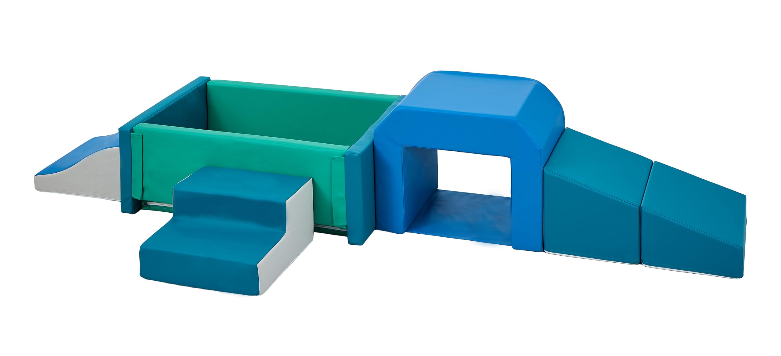JungleDove Set da Gioco Morbido 6 Pezzi per Neonati: Attrezzatura da Gioco per Interni in Morbida Pelle PU per Bambini Piccoli con Piscine di Palline quadrate (Palline Non Incluse)