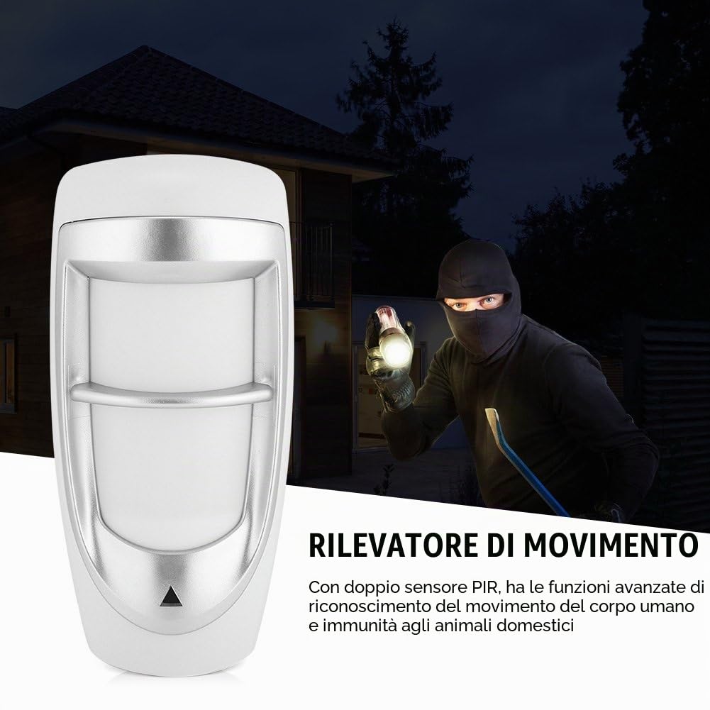 Rilevatore a Infrarossi Doppio Cablato Sensore di Movimento Cablato Rilevatore di Allarme Antifurto Relè di Allarme con animali domestici Angolo 90 ° e intervallo di rilevamento 11M