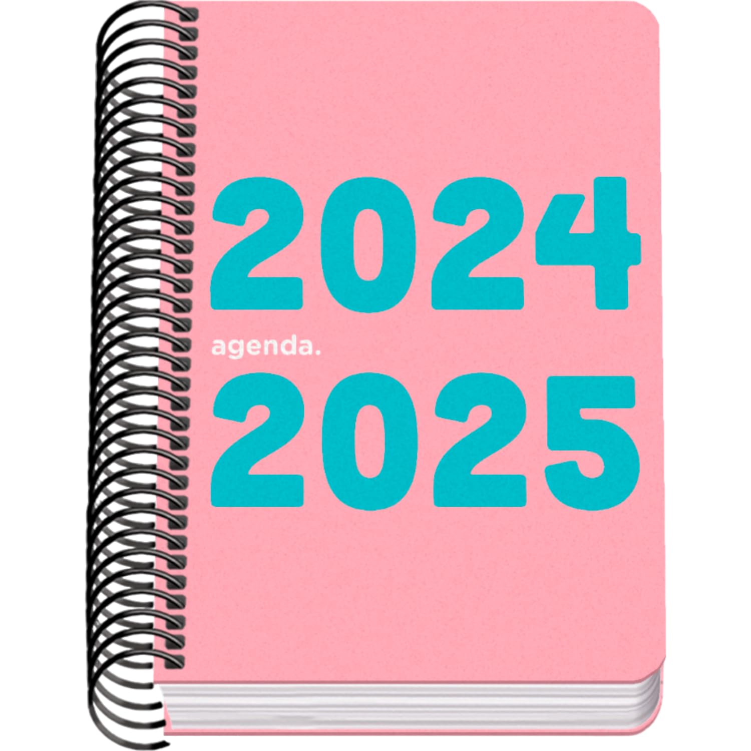 Dohe - Agenda Escolar 2024 2025 - Día por Página, Tamaño A6 (12x17 cm), Cierre de Anillas, Tapa Flexible de Plástico, Español e Inglés, Septiembre a Junio, Material Escolar - MEMORY Rosa