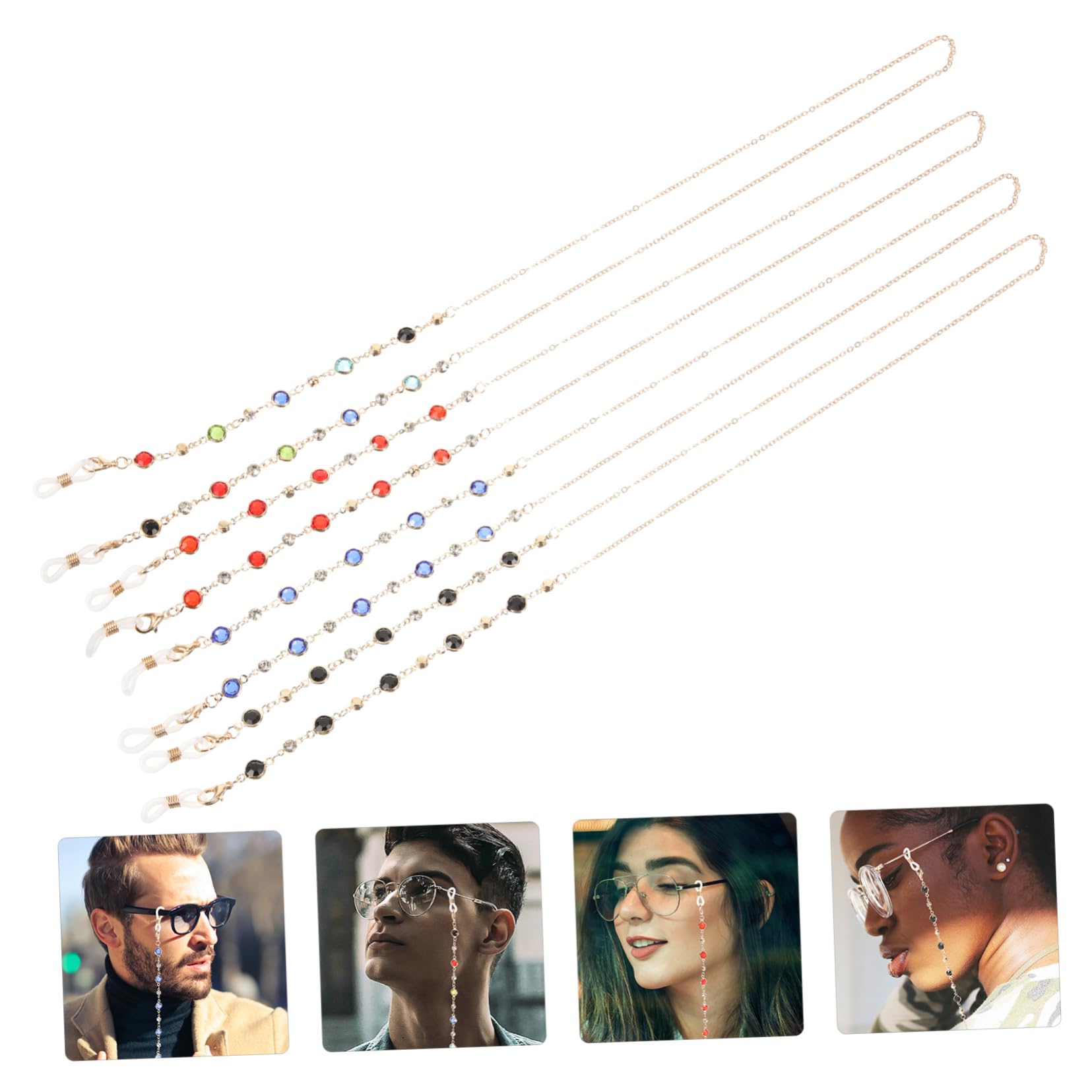 16piezas Cadena De Gafas Beaded Collar De Gafas y Elegante Antideslizante Lectura Accesorio Multifuncional Para Mujeres