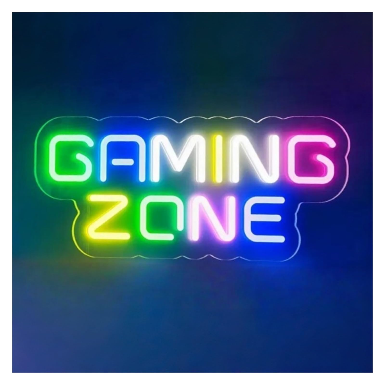 Décor Mural Lumière Panneau Néon Gaming Zone Lumière LED Variable Pour Gamer Adolescents Enfants, Chambre À Coucher, Salle De Jeu, Fête, Pub, Lampe Éclairée 50cm(Multicolor)