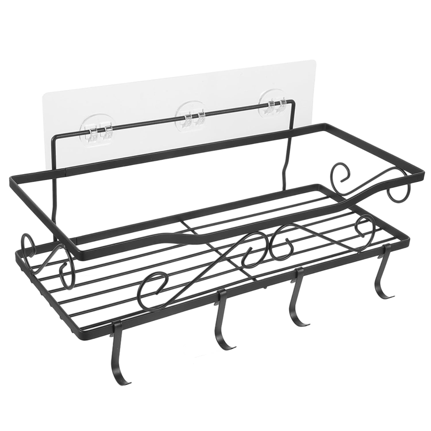 Luxshiny Wall Mounted Shower Shelf No Drilling Metal Bathroom Storage Rack for Soap Condiments and Spices Easy Installation
