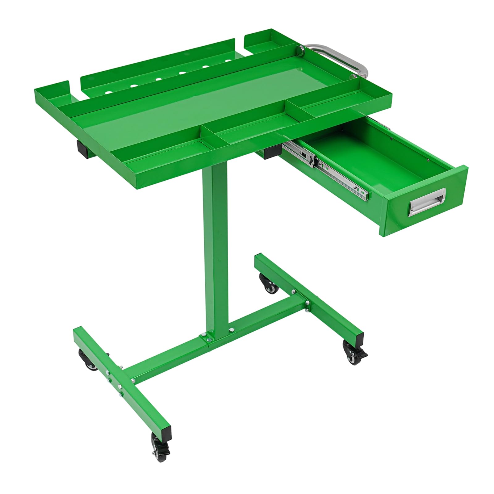 Carrello portautensili con cassetto e scomparti – Tavolo da lavoro mobile per garage e officina, portata 100 kg, 4 ruote freno, verde