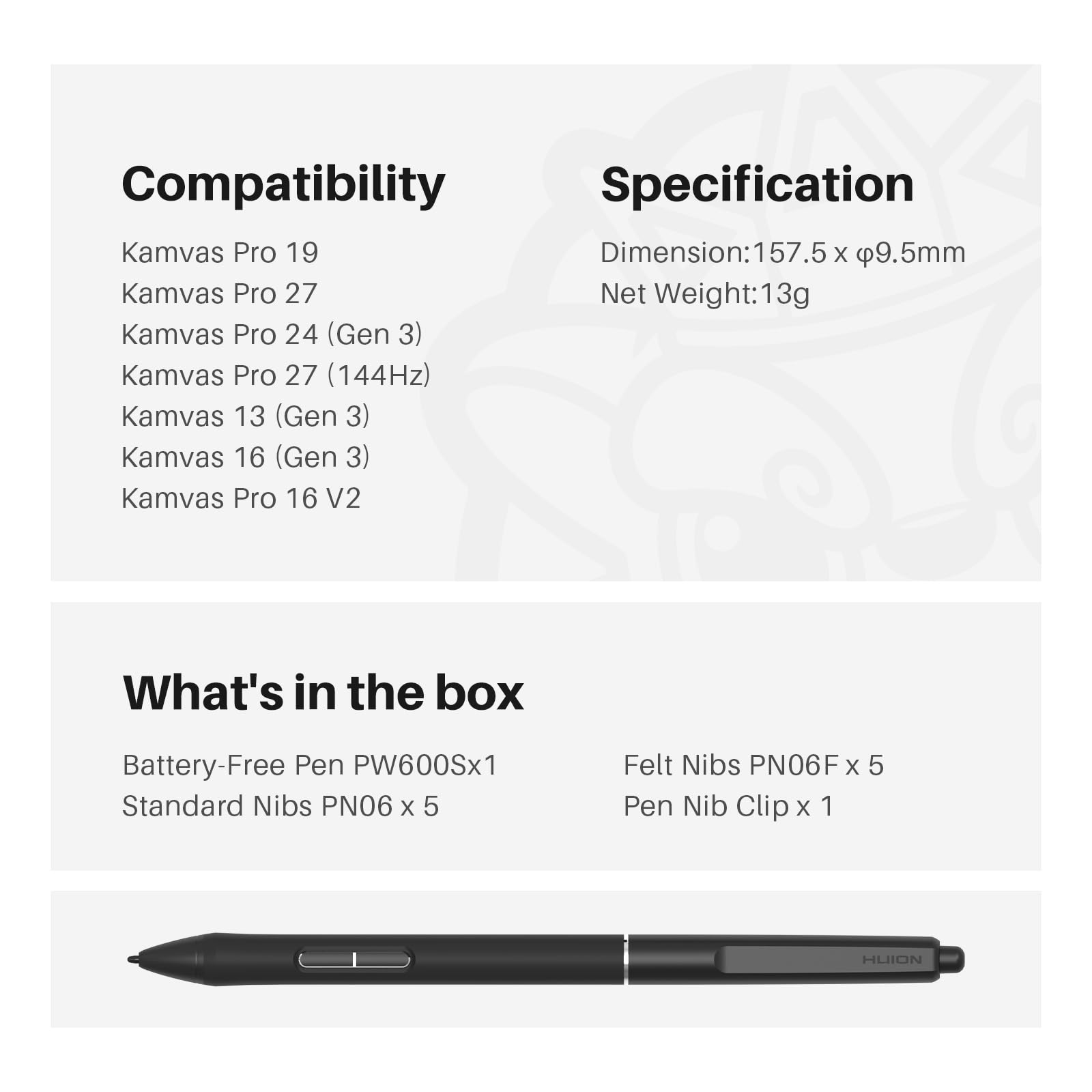 Amazon.com: HUION Slim Pen PW600S, PenTech 4.0 Battery-Free Stylus