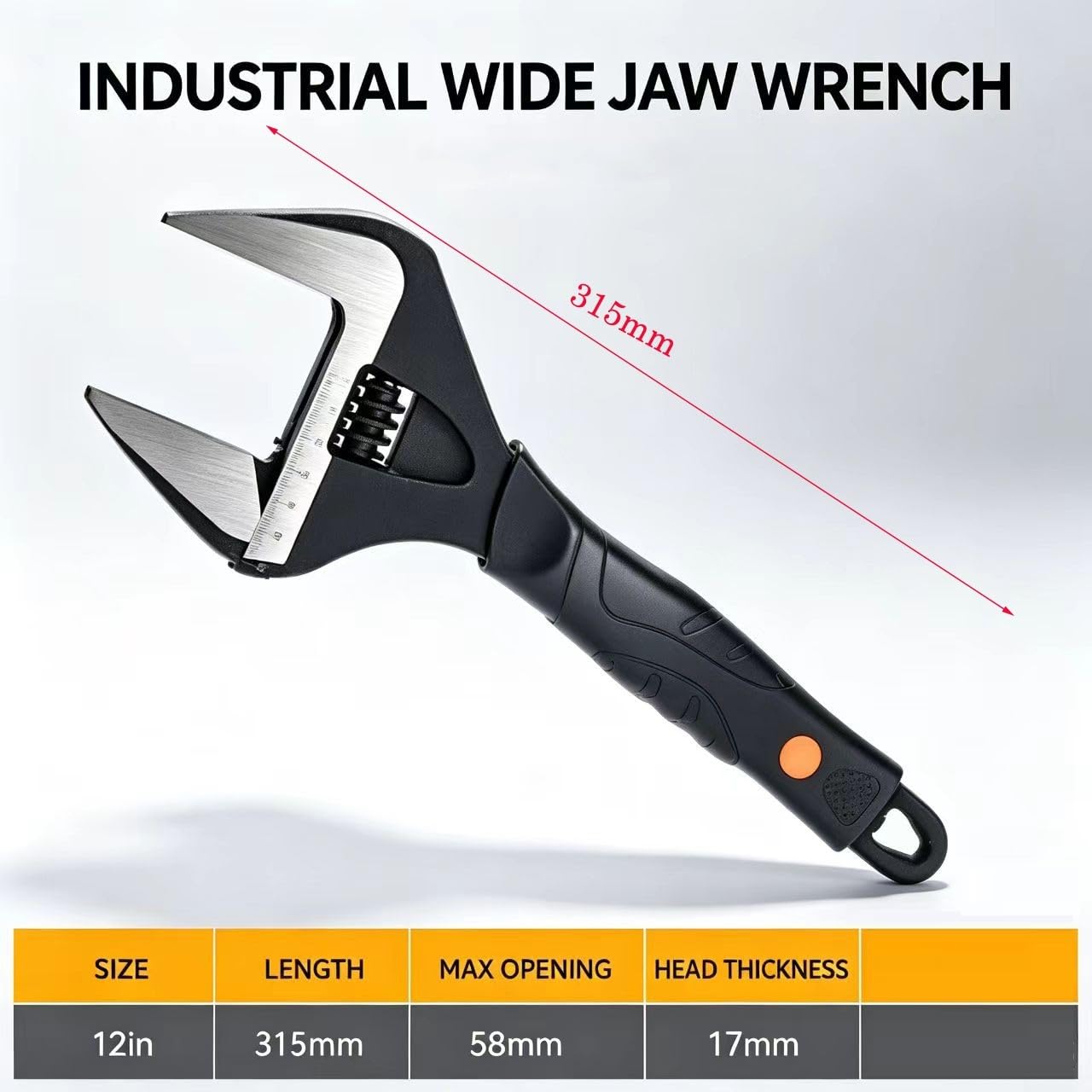 Llave Ajustable Extra Ancha 6-12 Pulgadas con Mordazas Paralelas Profundas para Fontanería y Automoción Mango Ergonómico Antideslizante para acero para forjado(6inch)