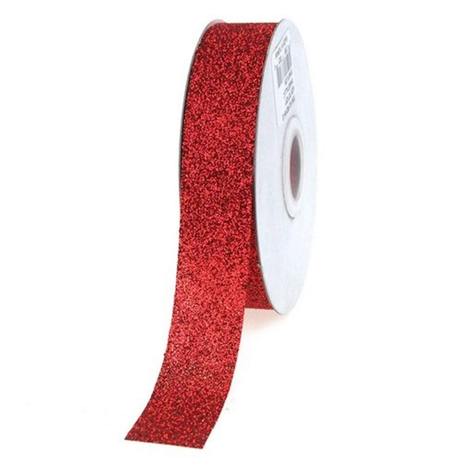 Firefly Imports Brokatowa wstążka Boże Narodzenie opakowanie prezentowe, 2,5 cm, 25 metrów, czerwona, 2,5 cm