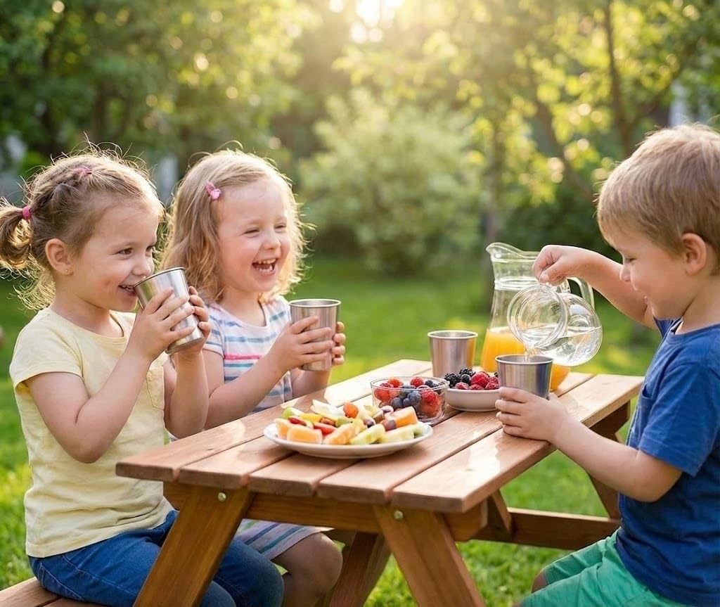 CHILLOUT LIFE Stainless Steel Cups for Kids and Adult 12 oz – Metal Kids Cups stackable for Home & Outdoor Activities, BPA Free Healthy Unbreakable Premium Metal Drinking Pint Glasses (4-Pack) - Image 8