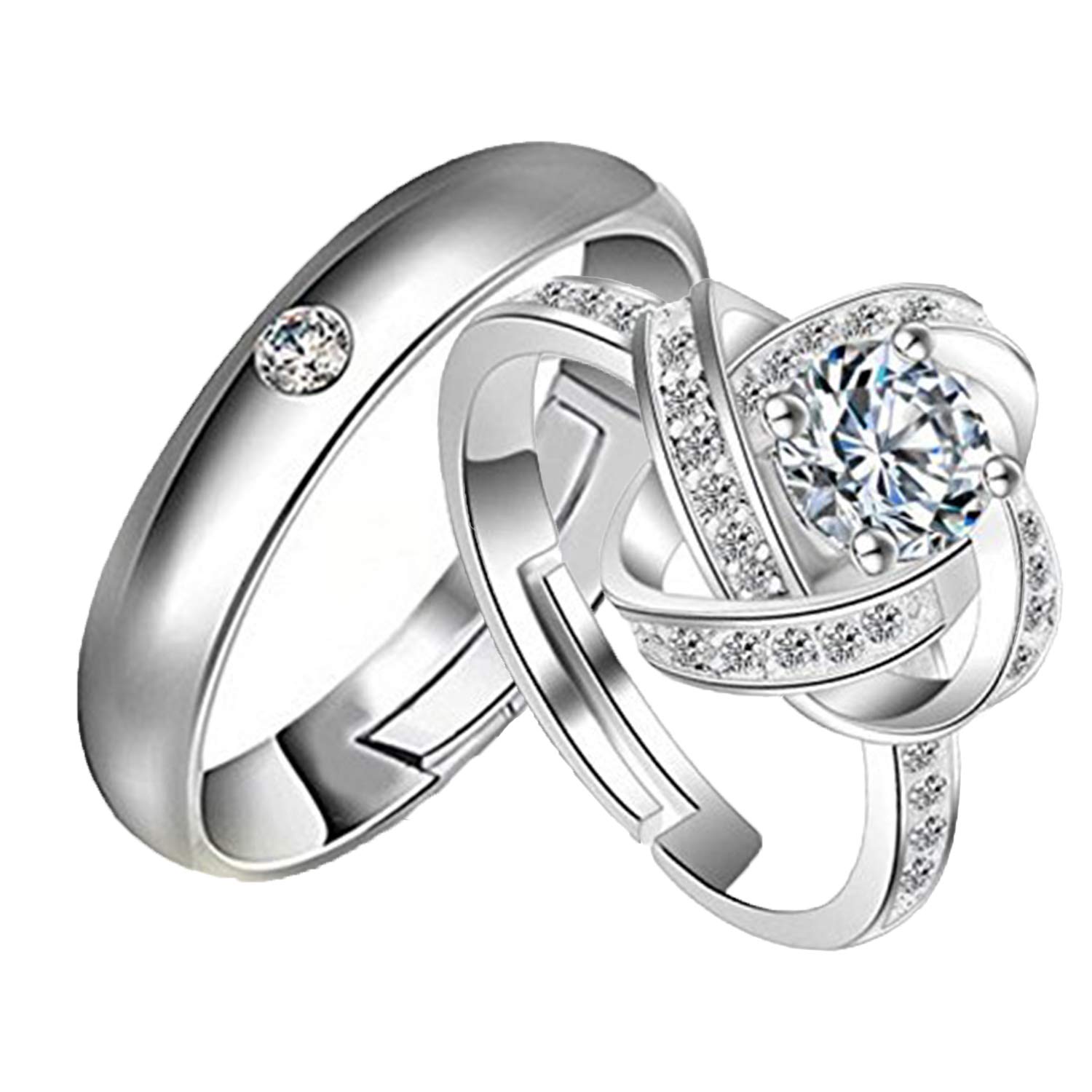Mahi Valentine Gift Proposal Couple Ring Set with Crystals for Men & Women (FRCO1103047R) (B081534YZ9) Amazon Price History, Amazon Price Tracker