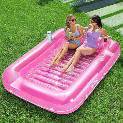 Sloosh 212x142cm Flotteur de Piscine Gonflable pour Bronzage, Flotteur de Piscine pour Adultes pour Bain de Soleil, Chaise Longue de Piscine Gonflable pour...