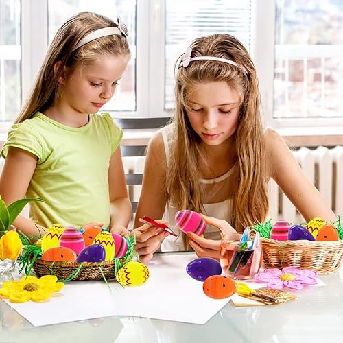 Miniatura 7 de WODMAZ 36 huevos de Pascua brillantes impresos de plástico de 3.4 pulgadas, varios estampados y colores para niños, rellenos de cesta de Pascua,
