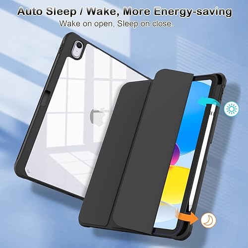 Miniatura 4 de OKP Funda para iPad de 10.9 pulgadas con soporte triple, función de encendido y apagado automático, funda protectora para iPad de 10.9 pulgadas con