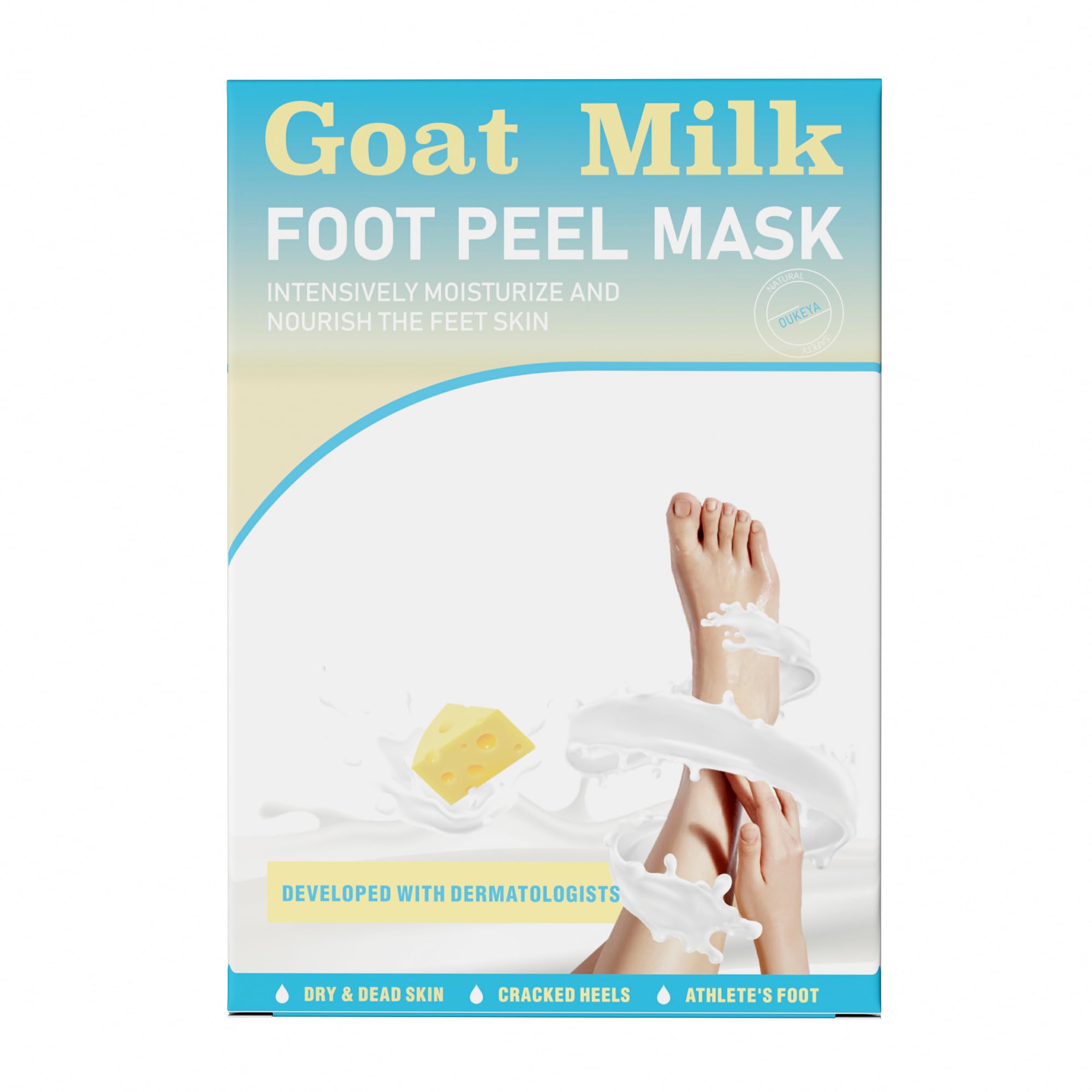 Foot Mask 3 Pairs: Dermatologically Dry Dead Skin for Baby Soft Feet Foot Mask for Dry Cracked Feet Athletes Foot Treatment Goat milk