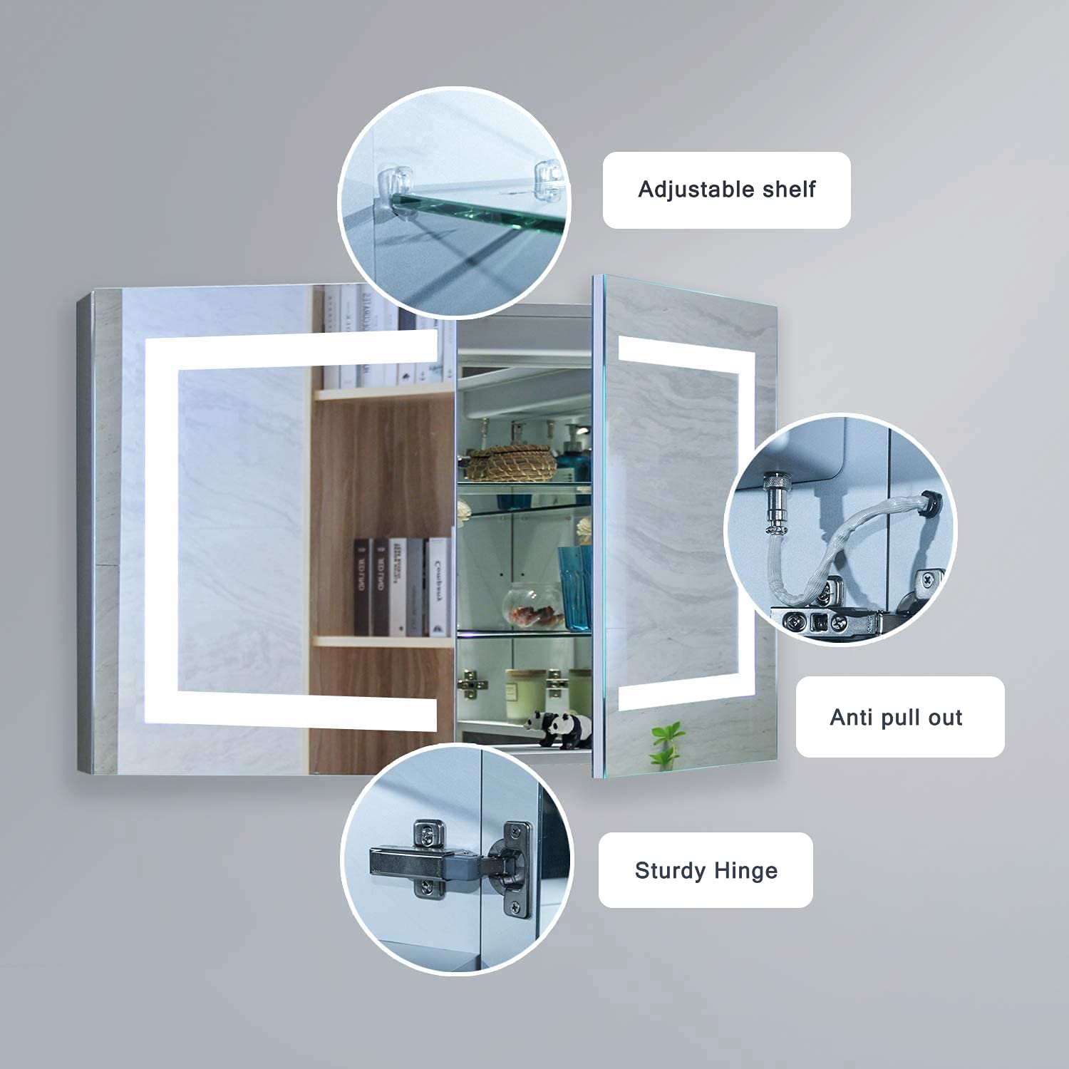 MIRPLUS 36 X 24 inch Medicine with MirrorLights Surface Mount