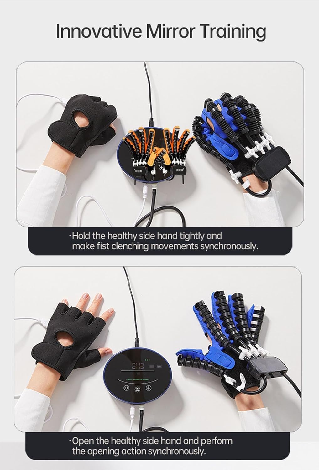 Guantes De Robot De Rehabilitación,ortesis De Dedo,Equipo De Entrenamiento De Rehabilitación De Hemiplejía por Accidente Cerebrovascular,Guantes De Rehabilitación D, Blue Right Hand, M