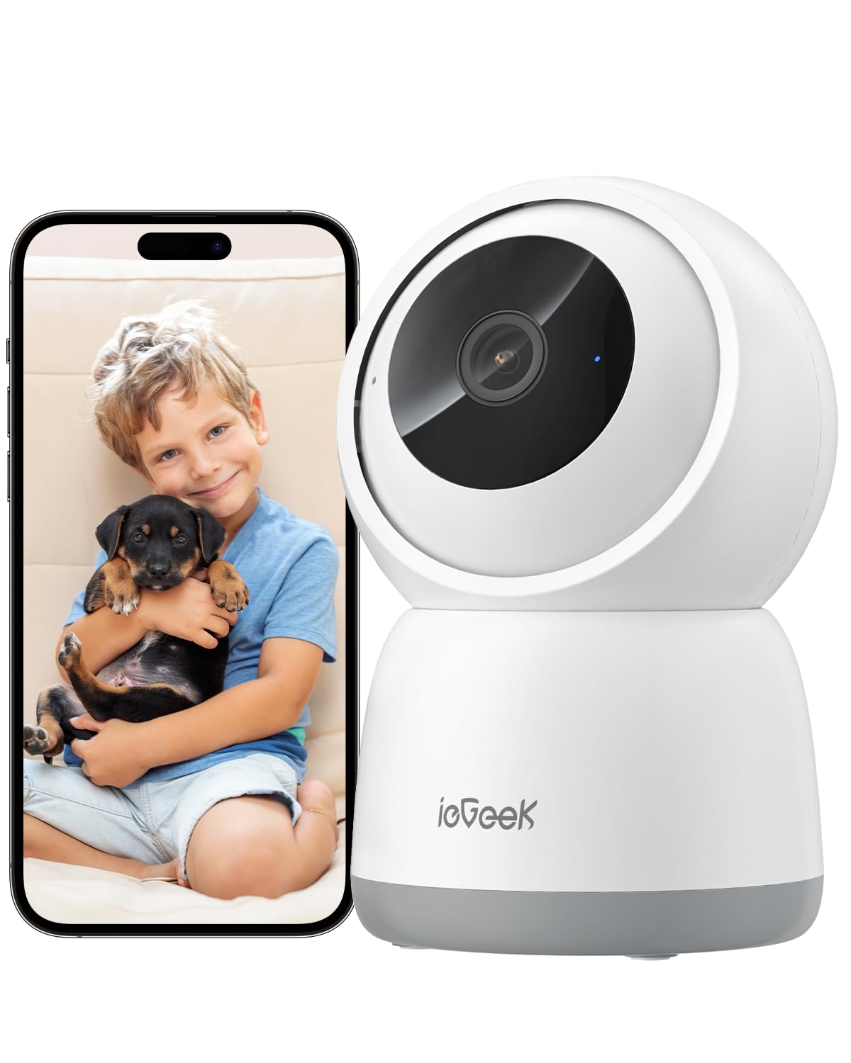 ieGeek 2K Indoor Security Camera, 5G&2.4G WiFi Camera Surveillance Interieur, 360° PTZ & Auto Tracking for Baby, Pet Camera with Phone App, Smart Motion Sensor, 2-Way Audio, Night Vision, Work w/Alexa