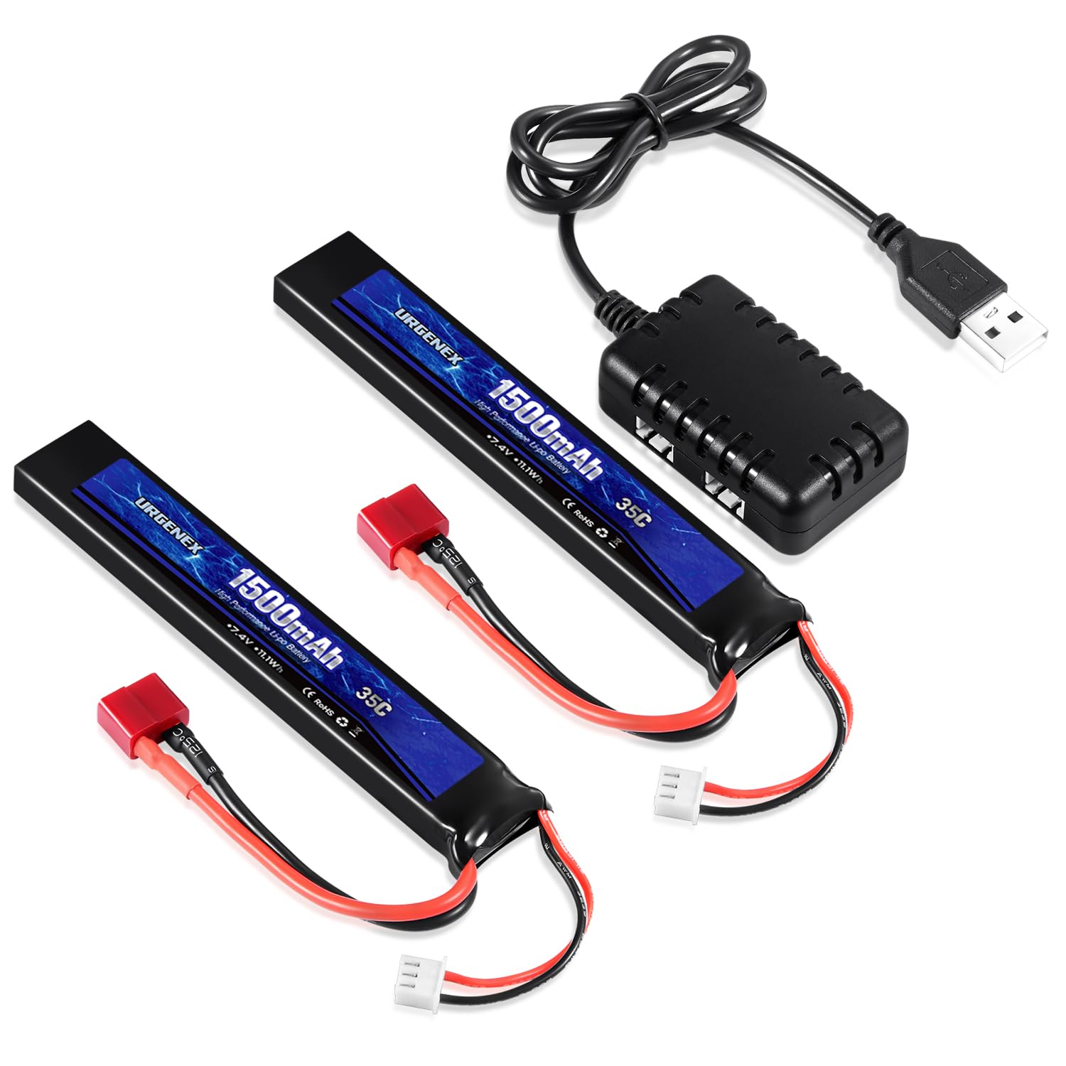 URGENEX Airsoft Battery 7.4V 1500mAh Dean