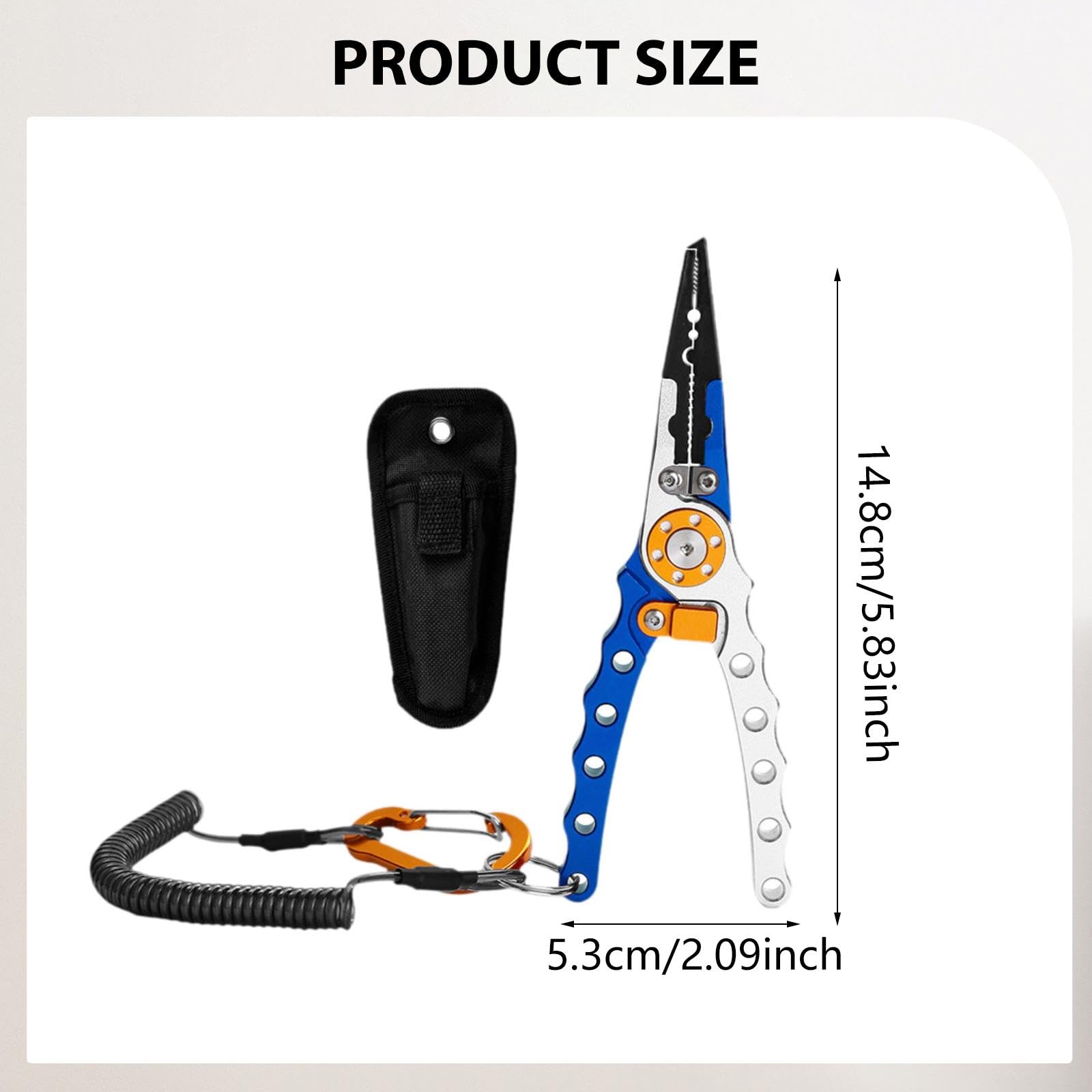 Gralara Fishing Pliers Aluminium Split Angelzange Multitool Hakenzieher Schnurtrenner mit Nylonetui Und Anti Verlust Seil für Heimgebrauch Angelausflug C