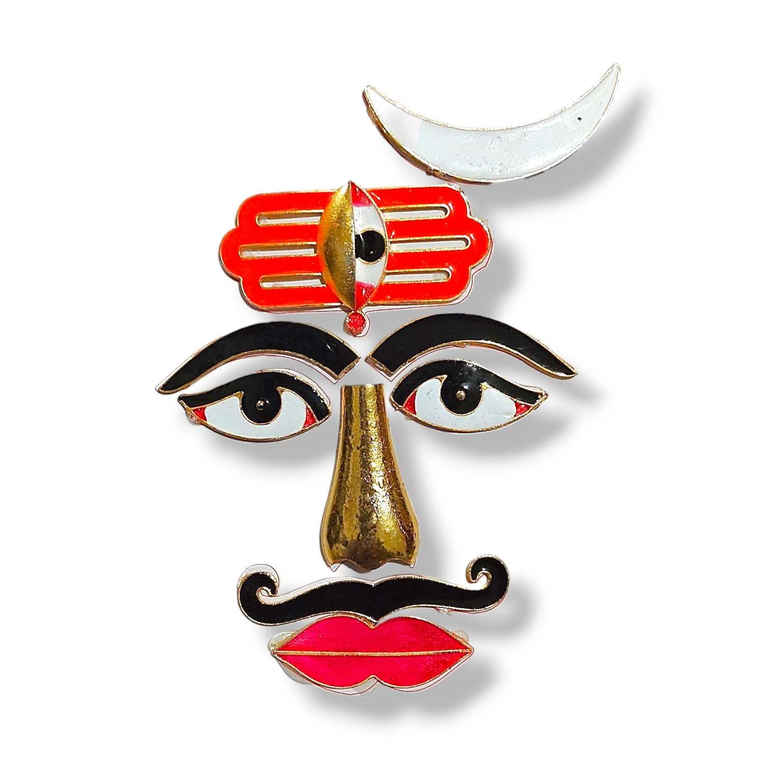 Shiv Ji Shringar Set – 6 pc Shrangar [ Eyes with Eyebrow, Lips, Tripund, Nose, Mustache, Moon] Set for Mahadev ji By The Kanha Store (SIZE1)-image-7