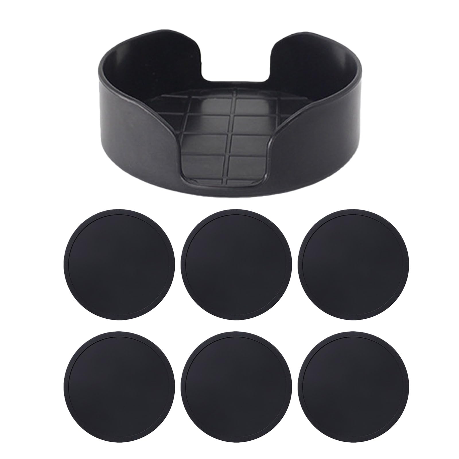 RUINBNC 6Pcs Nonslip Silicone Round Drink Coasters with Holder Prevents Cup Slipping Ensures Safe on Tables Reduces Accidents Silicone