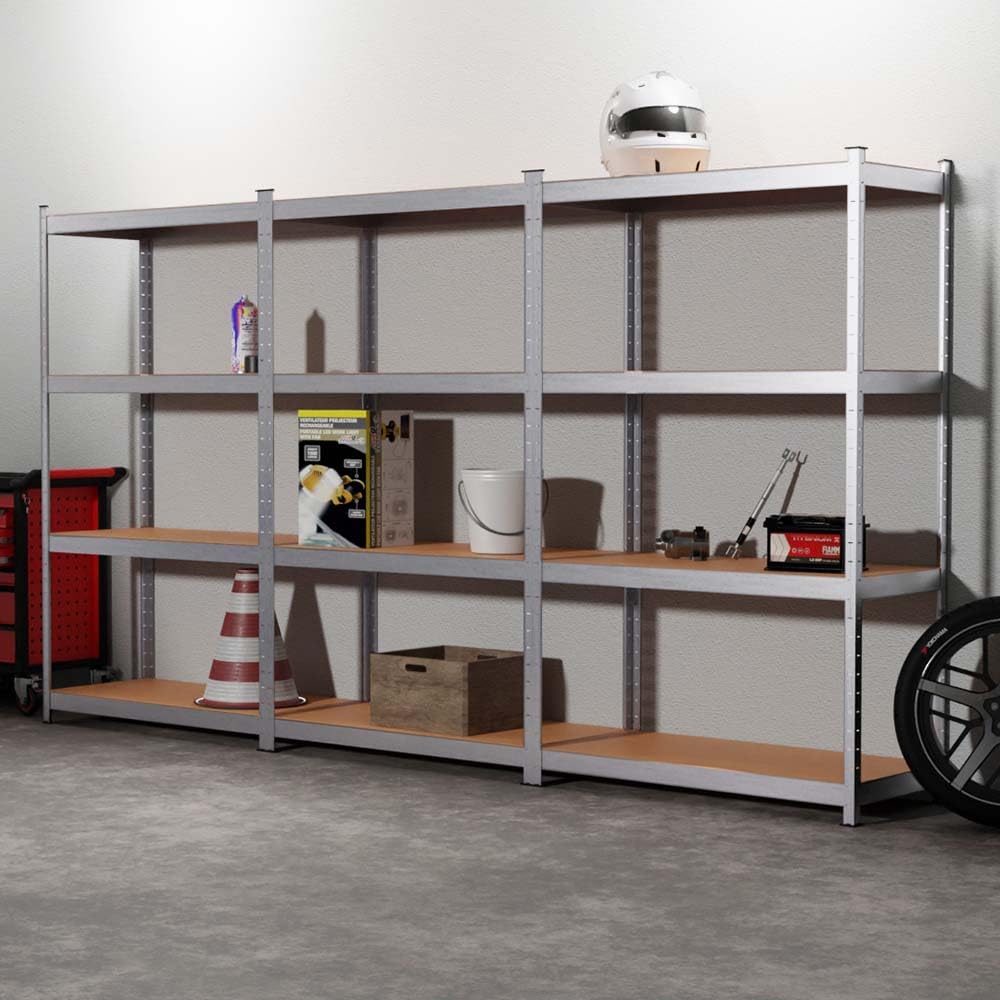 Triple Estanterías de almacenamiento Cargas Pesadas - 210 x 150 cm - 960 kg - Estanterías de garaje modulables, 4 Niveles, 12 Estantes