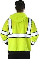 Vista 48 de sesafety Sudadera de seguridad de alta visibilidad para hombre, sudadera con capucha reflectante con cremallera clase 3, sudadera con capucha