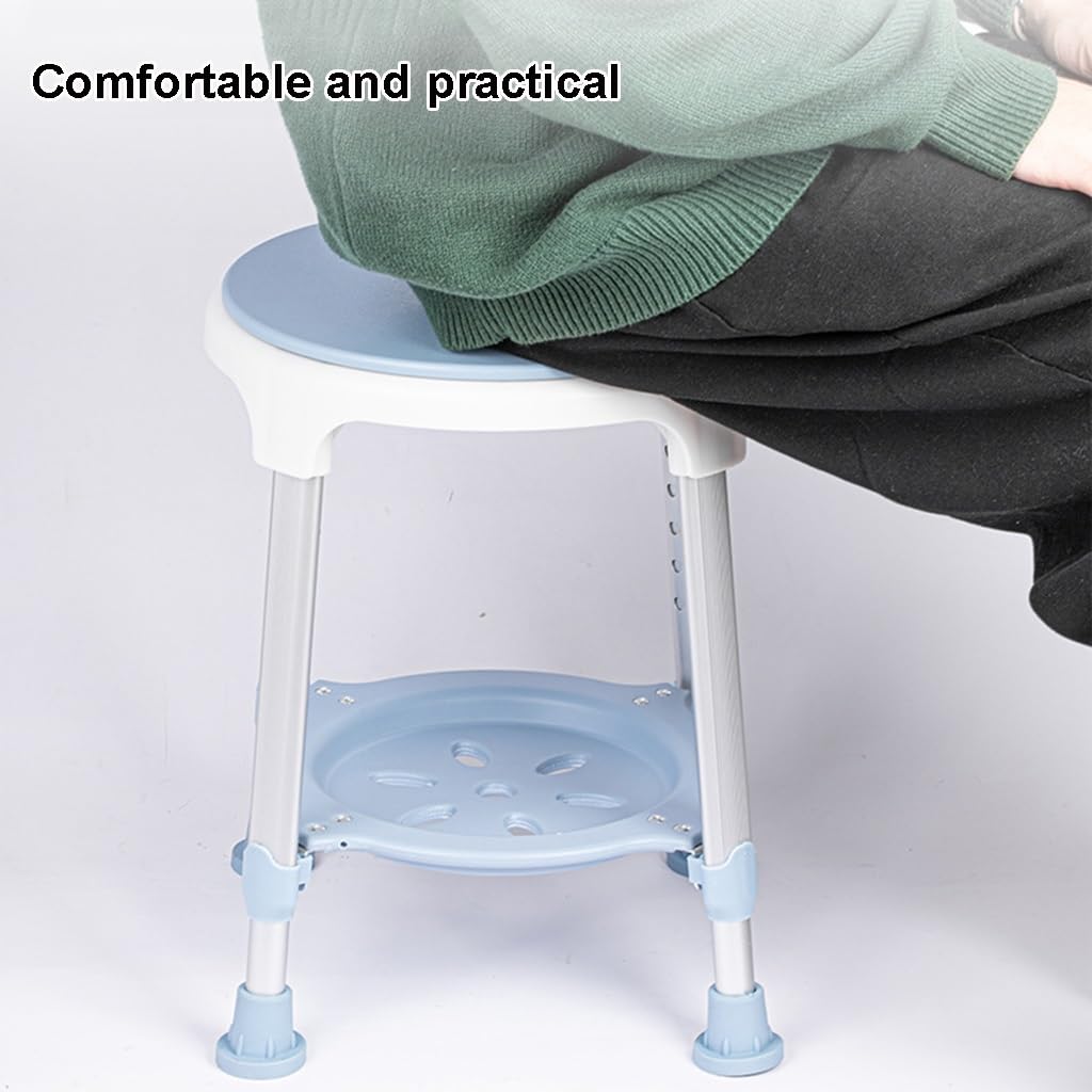 Silla de ducha resistente for ducha interior, taburetes de ducha giratorios de 360° de 396 libras, silla de bañera ajustable y banco de asiento de bañera con bandeja de almacenamiento for personas may