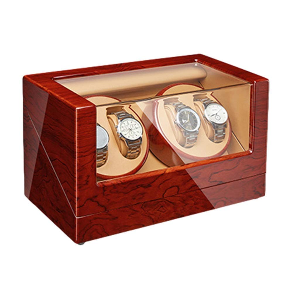 QUSYZD Watch Winder Watch Winder Box 4 for Automatic Watches Wooden Piano Finish Quiet Motor 4 Rotation Mode Setting Fit Lady Man Watches,D Watch Winder powerfully,D-A