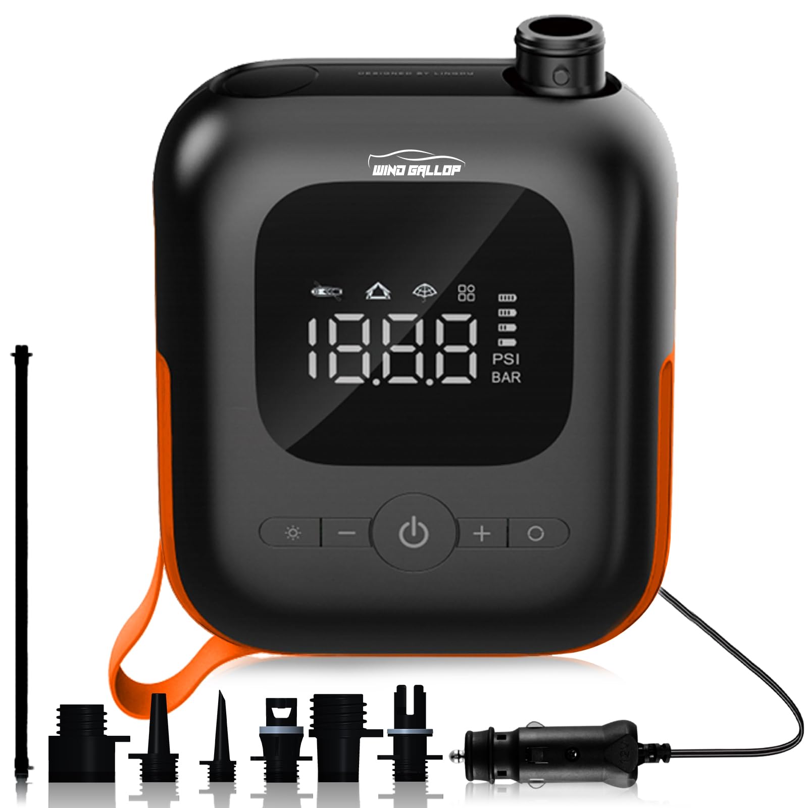 WindGallop sup pump paddle board pump electric pump for inflatables with Dolphin Quick Air Inflator Adaptor Auto-Off DC 12V Car Connector for Inflatable Stand Up Paddle Boards, Water Sports