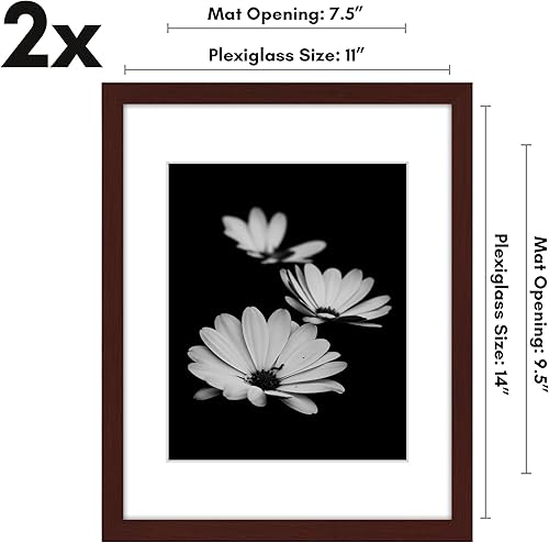 Vista 652 de Americanflat Portarretratos de 8 x 12 pulgadas con plexiglás pulido, juego de 2 portarretratos de 6 x 8 pulgadas con paspartú o para fotos de 8 x 12