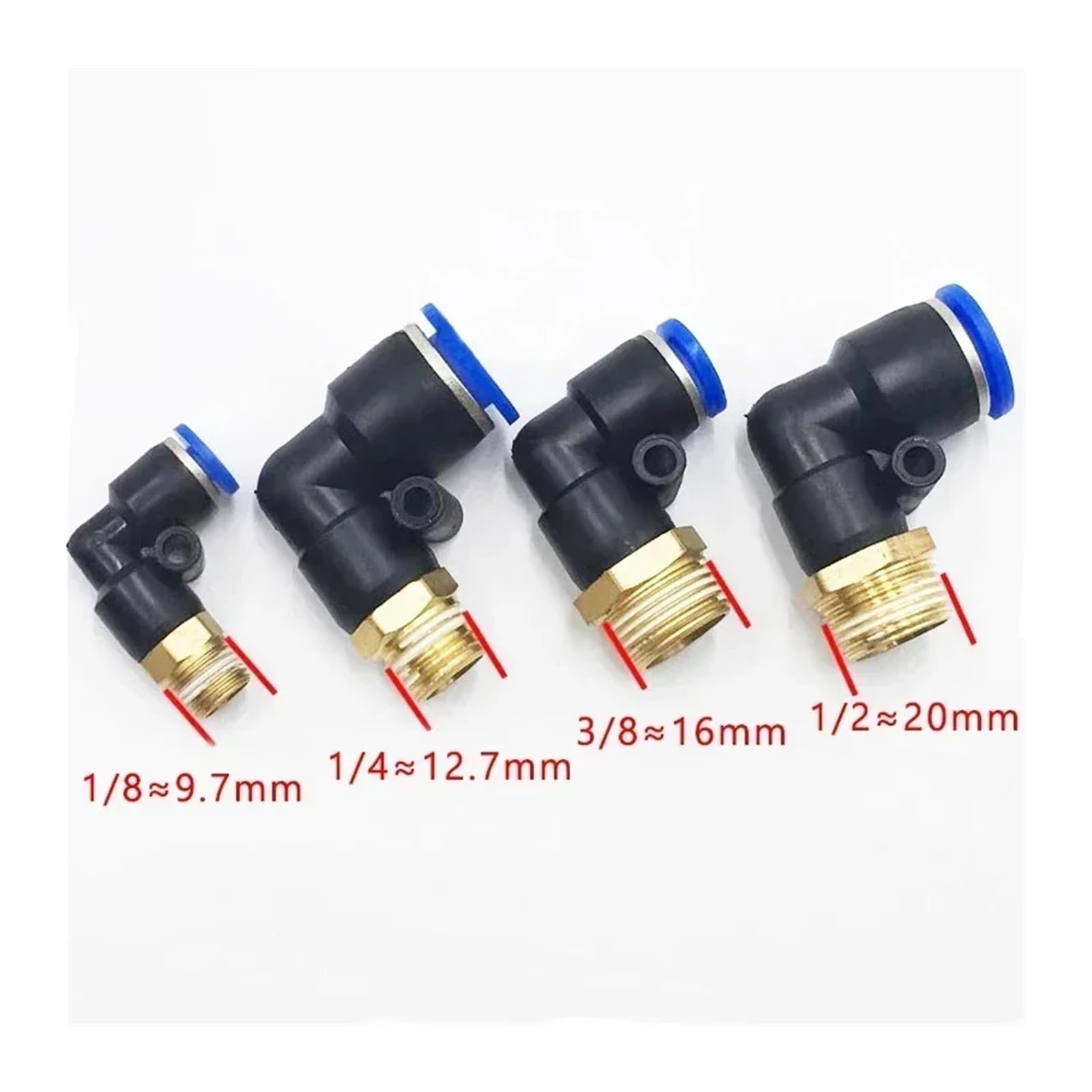 Pneumatische Schlauchverbinder, 20 Stück, 10 mm, 12 mm, 14 mm, 16 mm, M5, 3/4 Zoll, 1/2 Wege (PL (20 Stück)