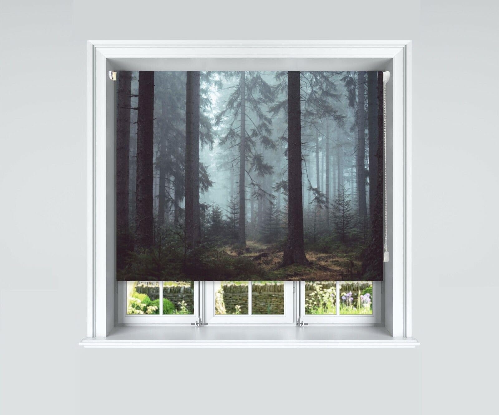 Lister Cartwright Cacti Foggy Woods Design Blackout Roller Blinds Windows Child Safety Cut To Size Fitting Included Forest Design, 180 X 140 Cm