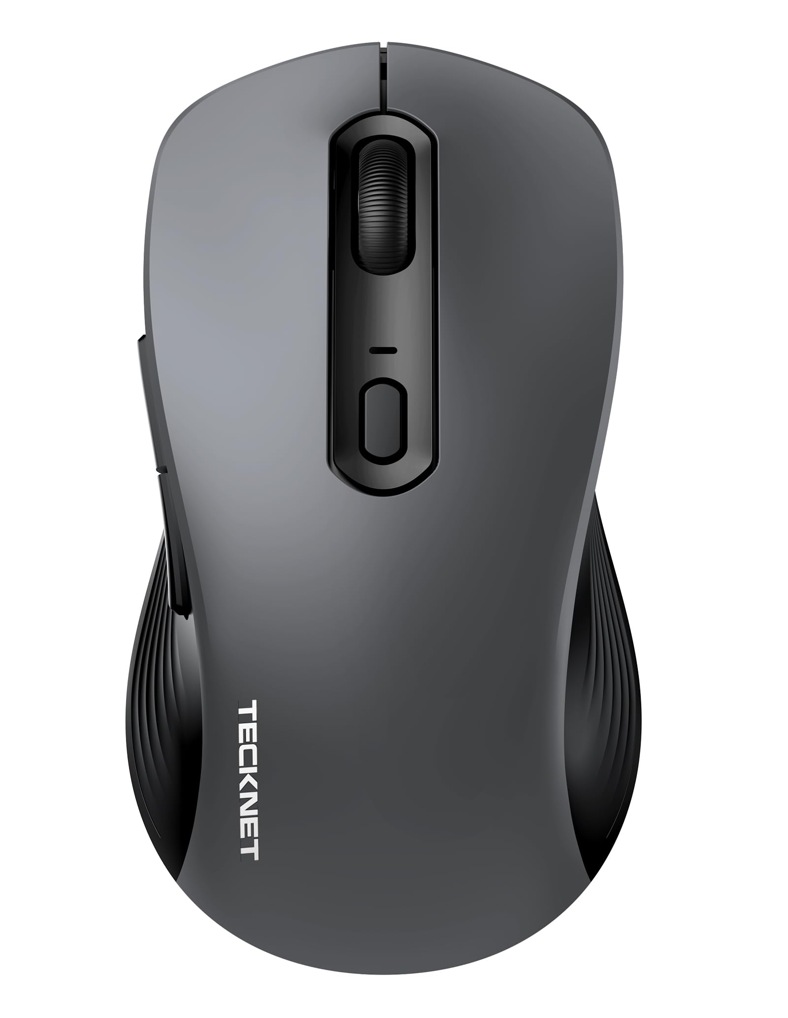 TECKNET Maus Kabellos, Bluetooth Maus (Tri-Modus: BT 5.0/3.0+2.4G) Funkmaus mit USB-A Empfänger, 4800 DPI Leise Mouse für große Hände, Multidevice für PC/Laptop/Mac/Tablet, Grau