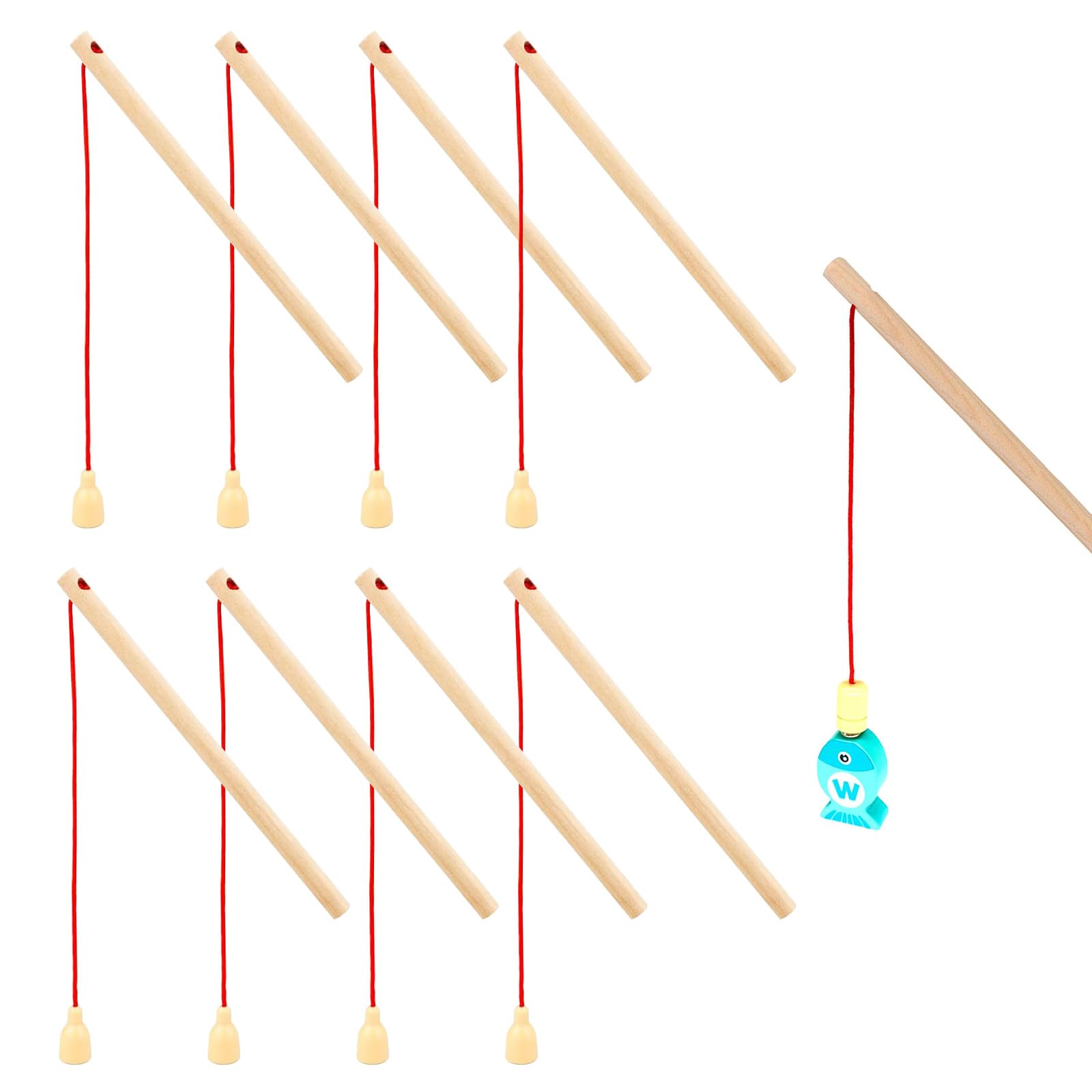 8 Cannes à Pêche Magnétiques En Bois – Jeu éducatif Enfant – Pêche Aimantée – Dès 3 Ans