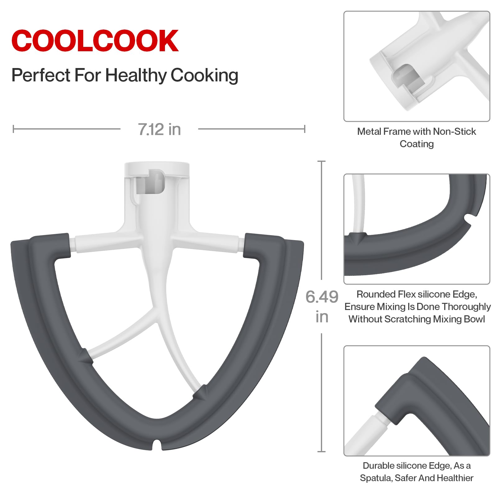 Flex Edge Beater for KitchenAid Mixer, 4.5/5 Quart Design for Kitchenaid Mixer Accessories with Scraper by Coolcook, for Kitchenaid Attachments for Stand Mixer