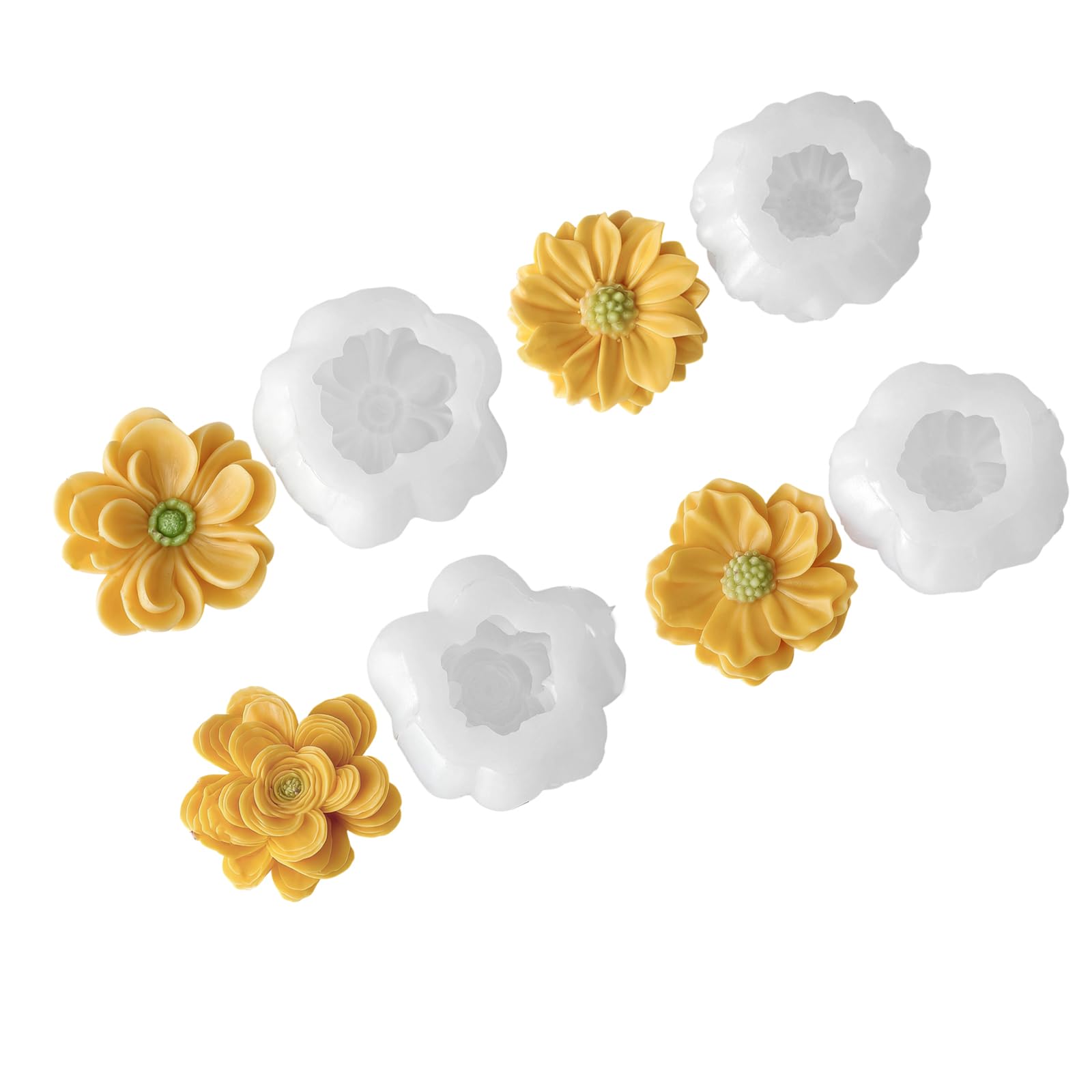 NEWFT 4PCS Silicone Flower Fondant Cake Decorating Molds for Soap Chocolate Resin Baking Tools Sugar Craft Molds