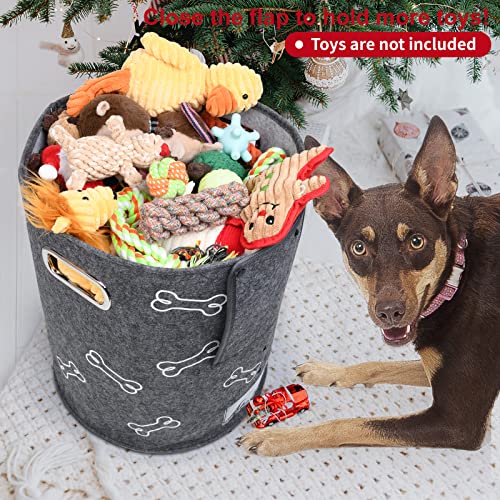 Large Dog Toy Bin with Handle- Round Dog Toy Storage Bin, Dog Toy Baskets Chest Organizer for Pet Supplies, Pet Toy… - Image 5