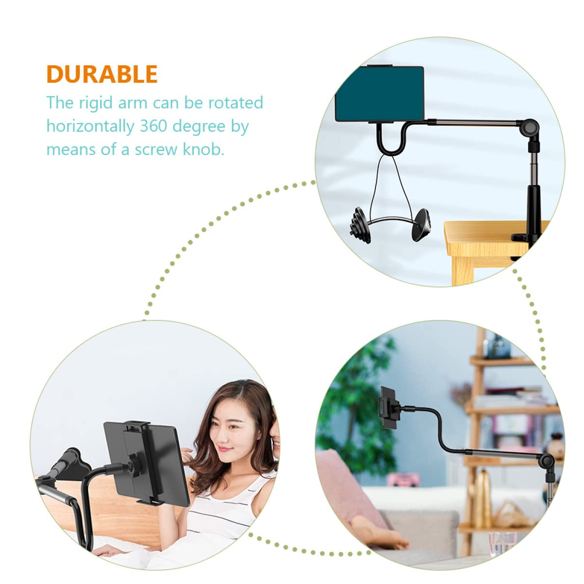 Homoyoyo Supporto per Smartphone da Streaming Braccio Snodato Nero | Abs, Pc, Lega di Alluminio e Silicone, Portata Telefono 120-255mm, Clip 0-75mm