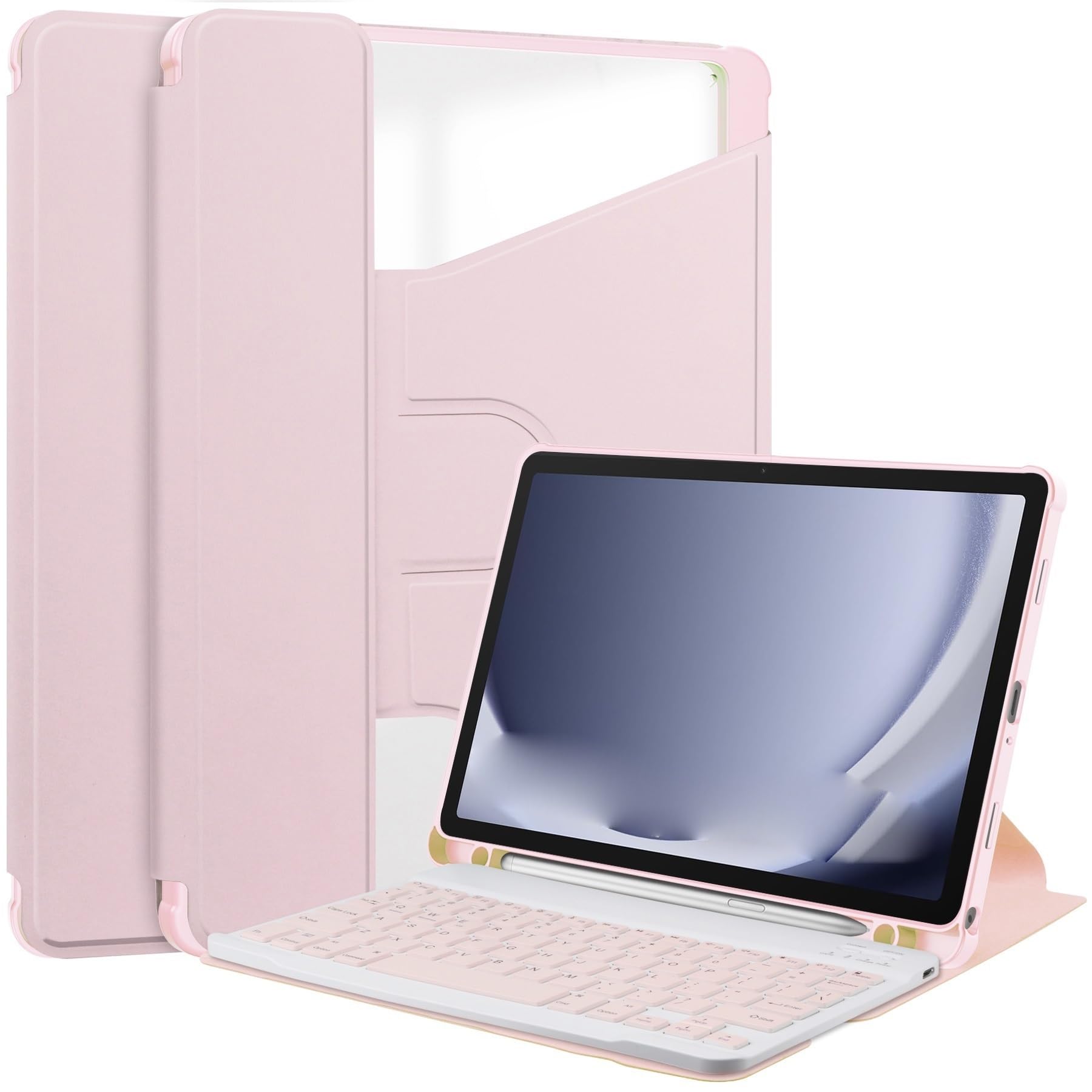 Funda para Samsung Galaxy Tab A9 Plus de 11" con Teclado y Soporte Multiángulo Color Rosa 8