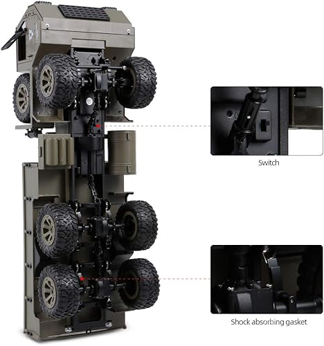 Miniatura 7 de GoolRC Camión militar RC, auto de control remoto a escala 1:12 6WD, autos militares de 2.4 GHz, camión todoterreno todo terreno, vehículo de juguete