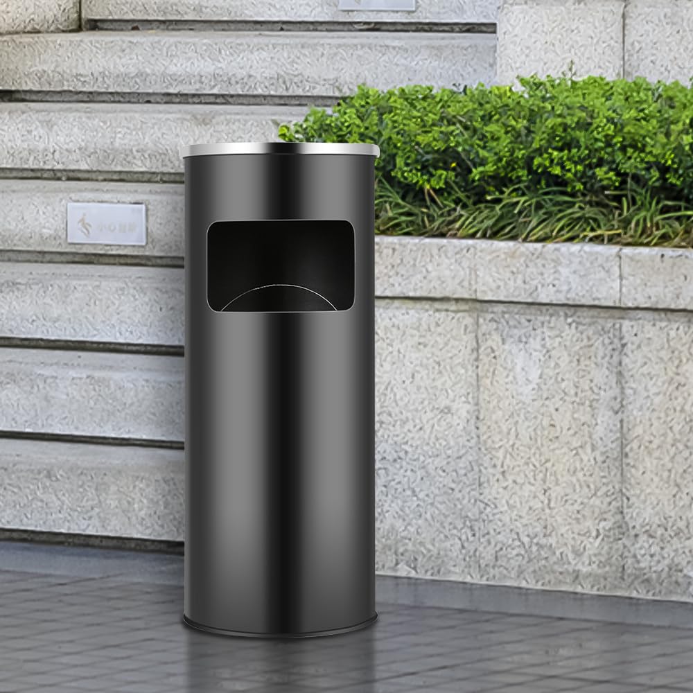Edelstahl Mülleimer 30 Liter freistehend schwarz 25x25x60 cm 2 Stück