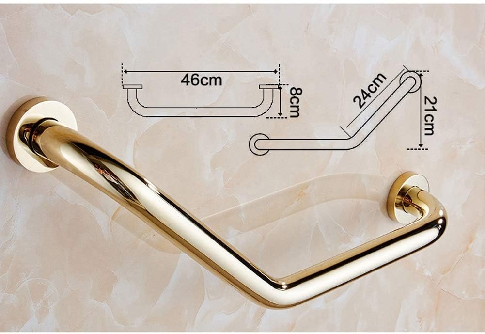 Shower Handle,Grab Bars, 18-Inch Polished Brass Curved Grab Bar, Non-Slip Safety Bathroom, Bathtub Support Rails, Toilet, Shower, Elderly, Handicapped Rubbed Bronze Handle, Europea