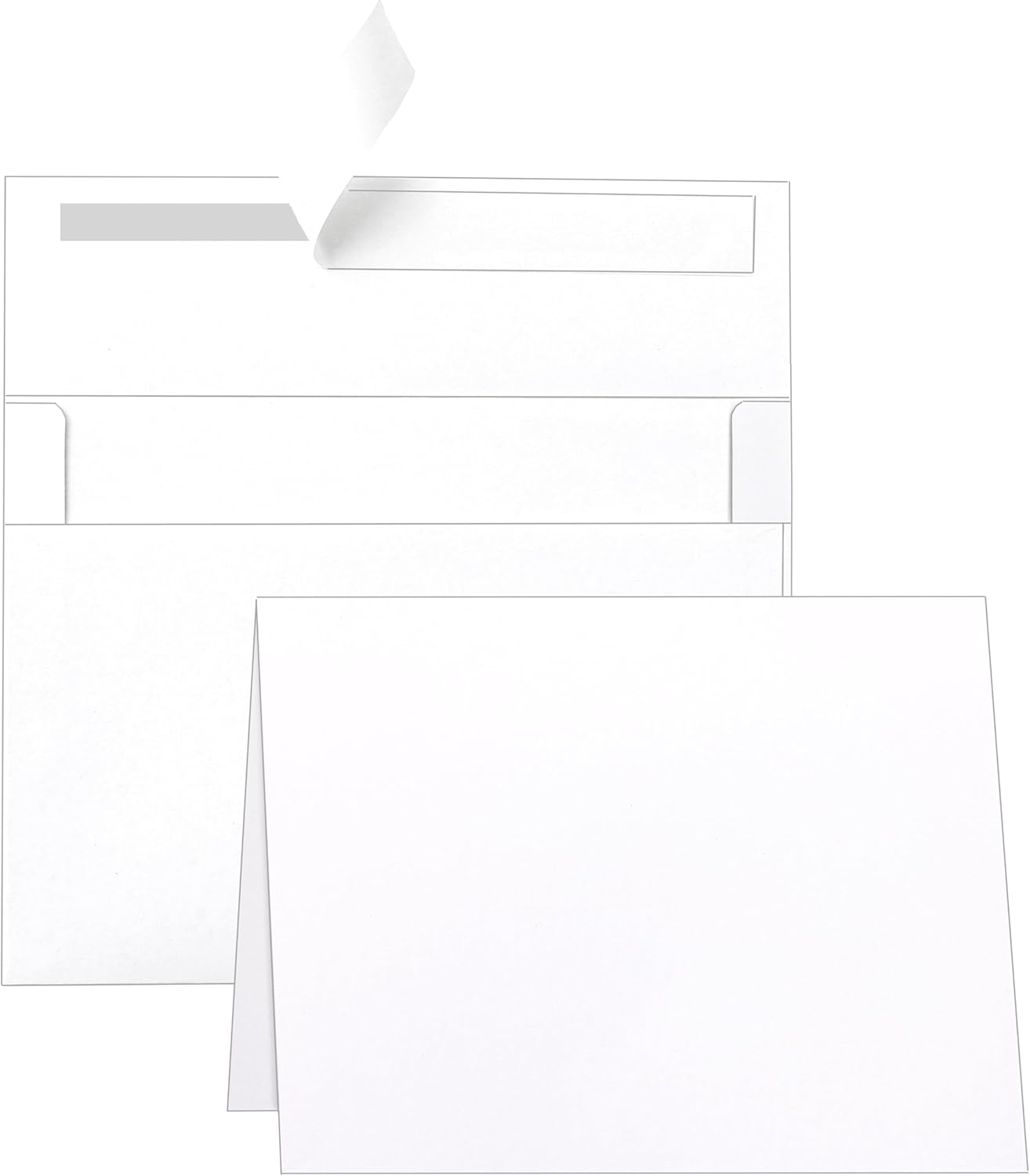 Guakicae 100 packs White Blank Cards and Envelopes 5 x 7 Heavyweight Folded Cardstock and Printable A7 Envelopes Self Seal for Wedding Invitations, Greeting Cards, Mailing, Party