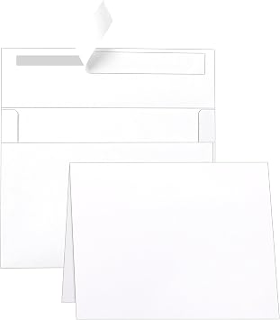 White Blank Cards and Envelopes 5 x 7 Heavyweight Folded Cardstock and Printable A7 Envelopes Self Seal 20 packs for Greeting Cards, Wedding Invitations, Thank You Cards, Party