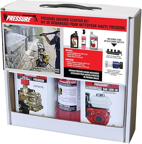 Valley Industries Kit de inicio de lavadora a presión - Bomba y aceite de motor, protector de bomba, adaptador de control de calidad y soporte de