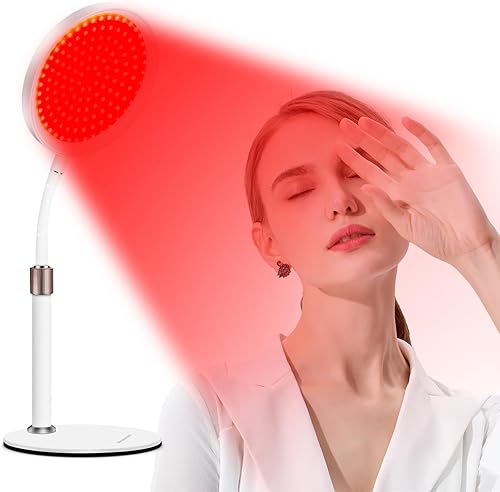 Infrared Light Lamp with Base, 660&850 Red Light Lamp with 10/30/45 Mins Timer, Flexible Gooseneck Design, 100LEDs Red LED Lights for Home/Office Use [Energy Class A]