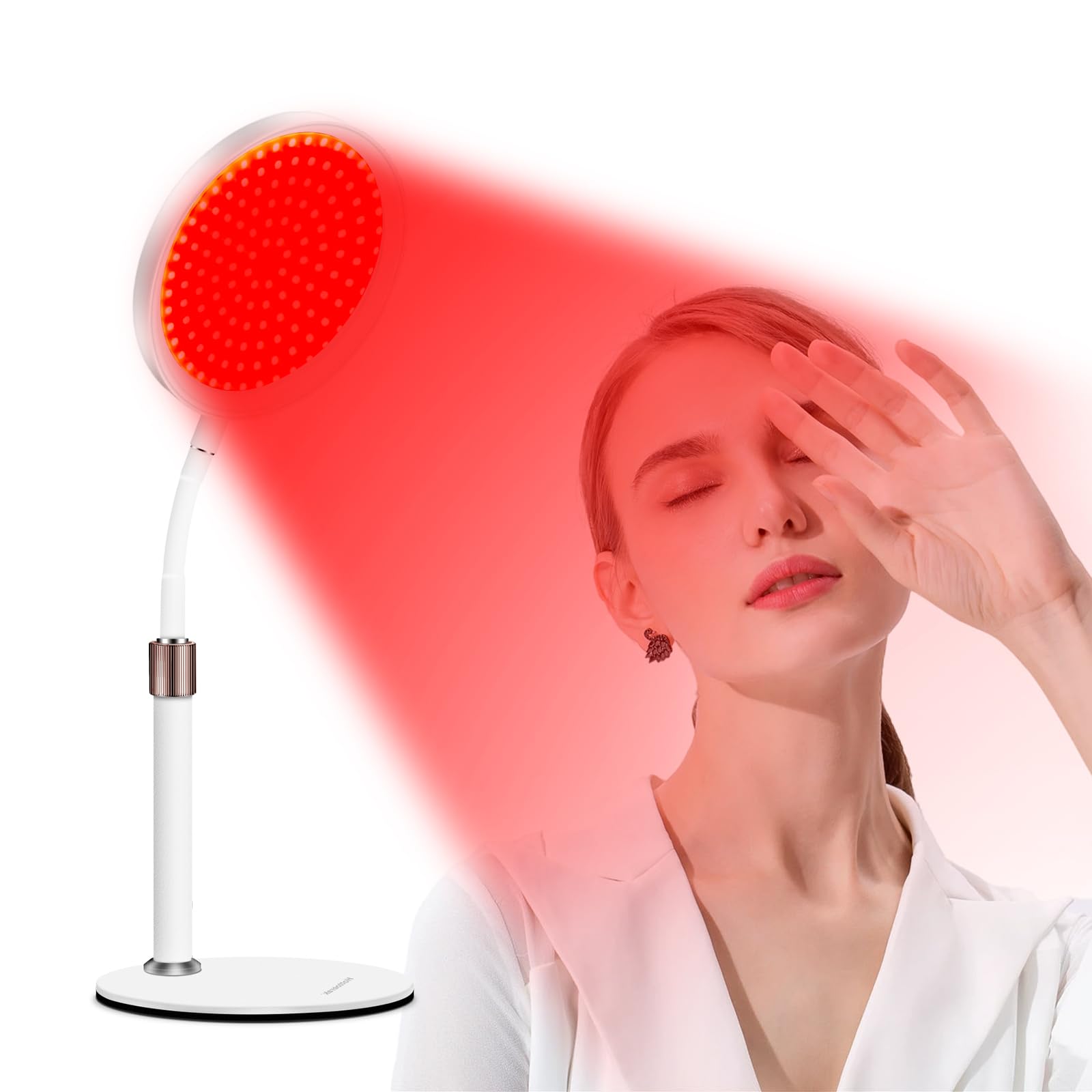 Relhafethy Rotlichtlampe, 660&850 Infrarotlampe, 100LED Red Lights mit 15/30/45 Minuten Timer, Einstellbarer Winkel/Helligkeit, 3-in-1 Chip & Schwanenhals-Design Rotlicht für Den Heimgebrauch