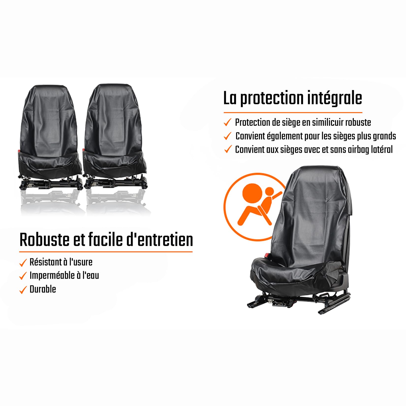 L&P Housse Siège Auto Similicuir Imperméable - Protection Siège Avant Universelle | Travail, Sport