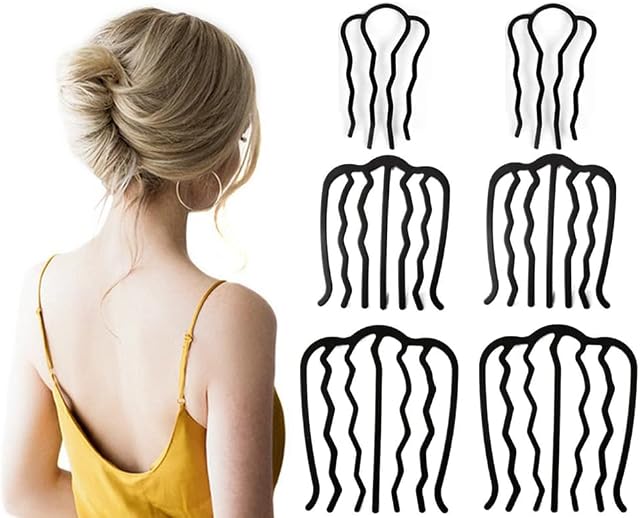 6 Piece Hair Side Combs Hair Fork Clip Teeth Hair Pin Stick for Updo Bun, U Shape Hair Combs for Women Girls
