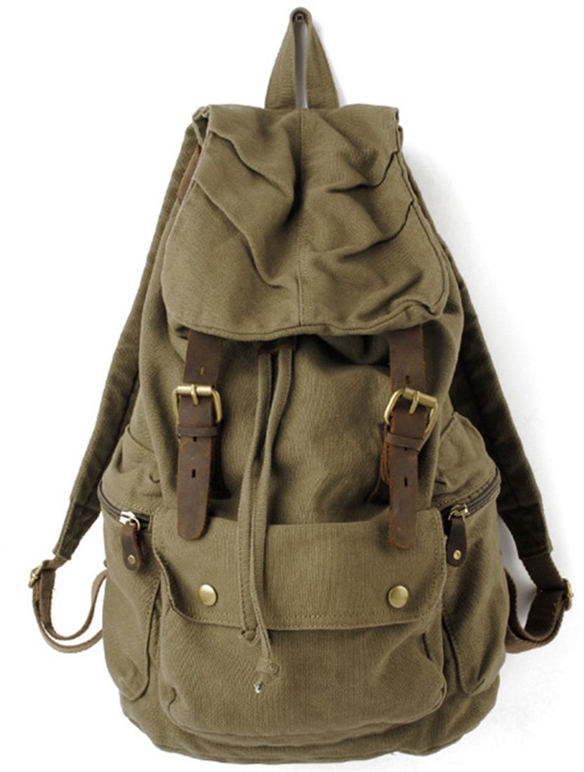 Vintage Leather Look Laptop Backpack - USB Charging Port, 15.6" Compartment, Waterproof, Travel & Business Daypack